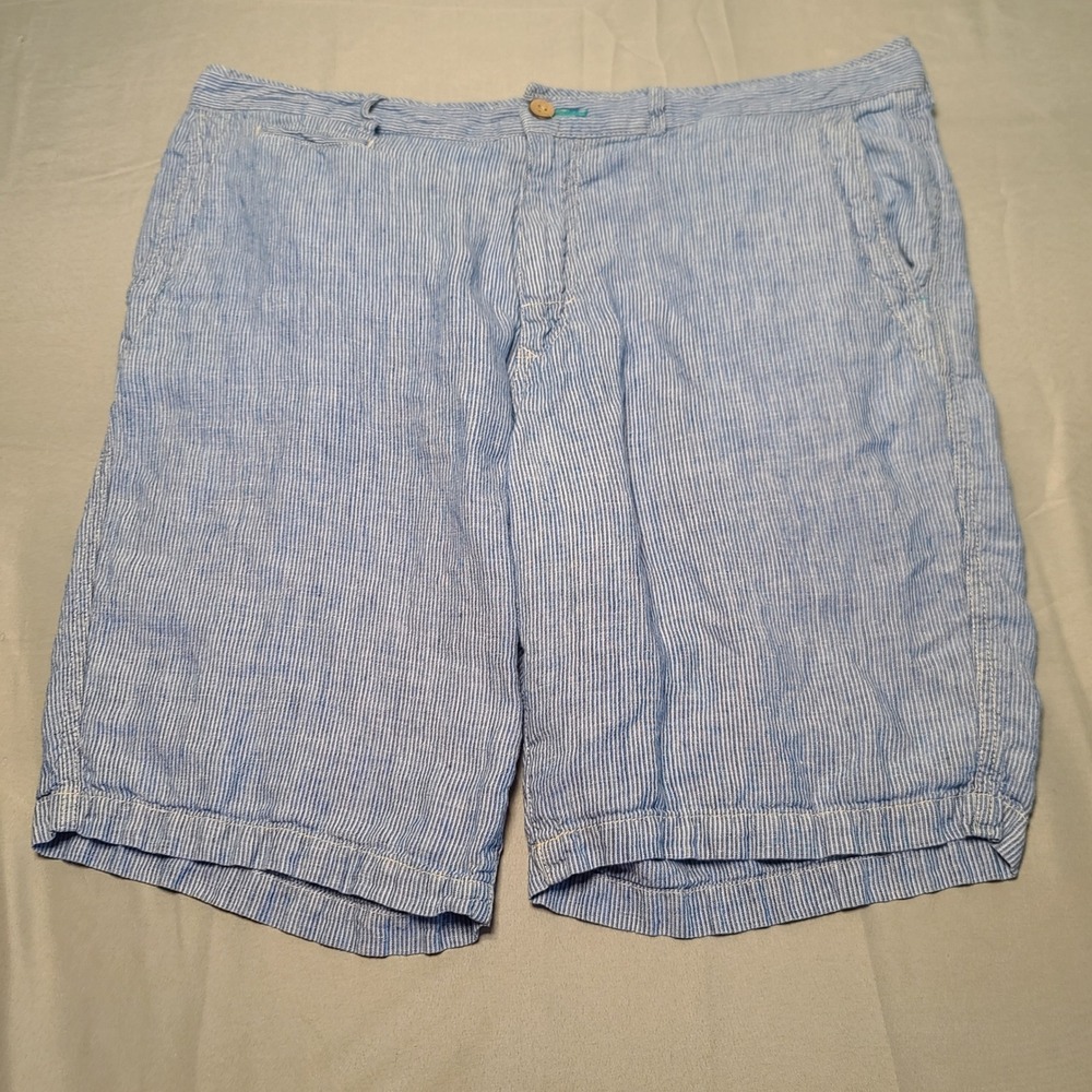 Tommy Bahama Relax Shorts Mens 38 Blue White Pinstripe 100% Linen Seersucker